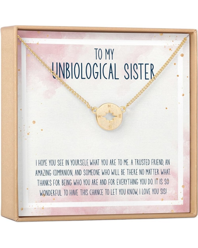 Unbiological Sisters Gift Necklace: Present for Bonus Sister, Soul Sister, Best Friend Compass Gold $25.49 Necklaces