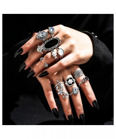 Vintage Silver Knuckle Rings Set for Women Men, Chunky Rings Aesthetic Snake Grunge Stackable Gothic Ring Adjustable Y2K Punk...