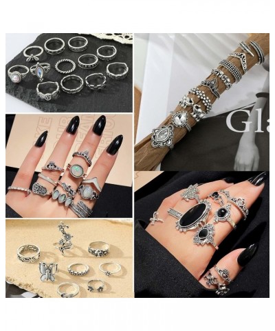 Vintage Silver Knuckle Rings Set for Women Men, Chunky Rings Aesthetic Snake Grunge Stackable Gothic Ring Adjustable Y2K Punk...