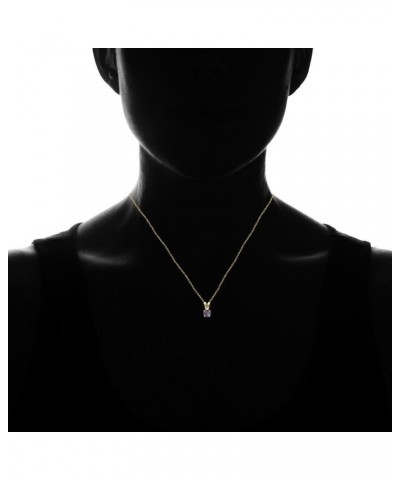 Yellow Gold Flashed Sterling Silver Genuine, Created and Simulated 5mm Round Solitaire Necklace June-Simulated Alexandrite $1...