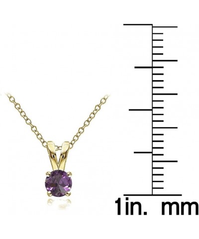 Yellow Gold Flashed Sterling Silver Genuine, Created and Simulated 5mm Round Solitaire Necklace June-Simulated Alexandrite $1...