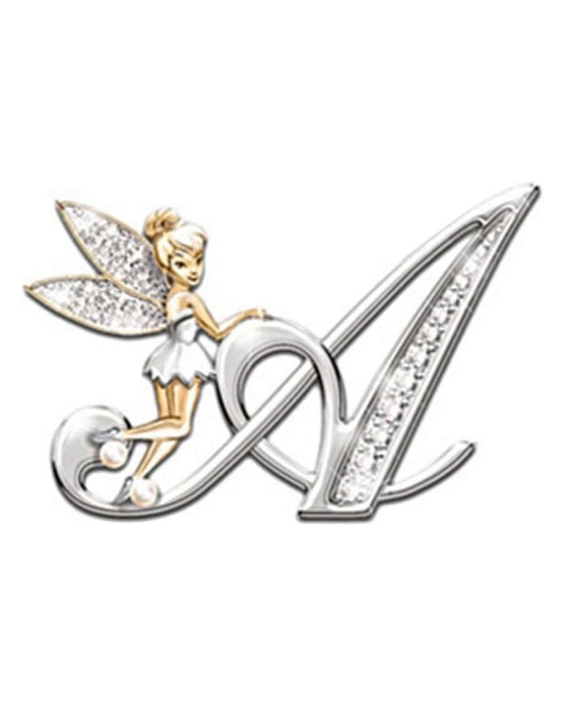 Initial Letter Brooch Pins Rhinestone Crystal Elf Angel Collar Pins Brooches For Girls Women Accessories A $7.13 Brooches & Pins