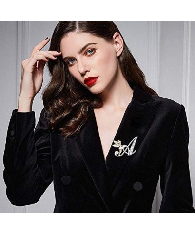 Initial Letter Brooch Pins Rhinestone Crystal Elf Angel Collar Pins Brooches For Girls Women Accessories A $7.13 Brooches & Pins