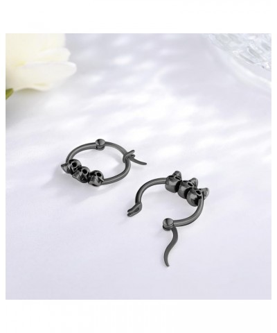 Skull Earrings 925 Sterling Silver Gothic Skeleton Earrings Huggie Hoop Earrings Skull Jewelry Halloween Gifts for Women Girl...