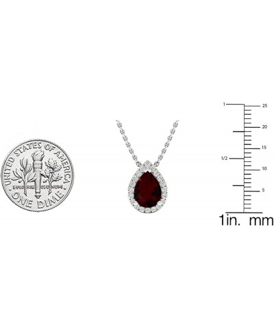 14K 9X7 MM Pear Gemstone & Round White Diamond Ladies Teardrop Pendant (Gold Chain Included), White Gold Garnet $155.66 Neckl...