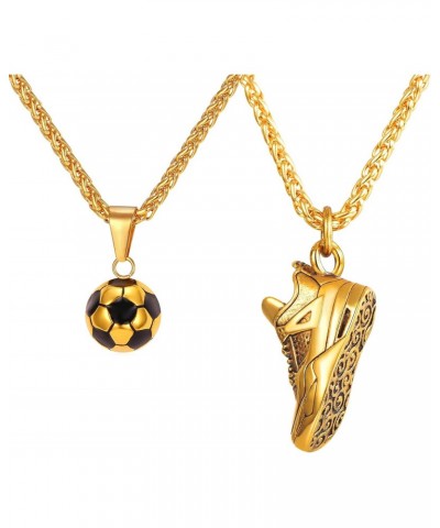 Gold Soccer Necklace+Running Shoe Sneaker Necklaces Set $20.78 Necklaces