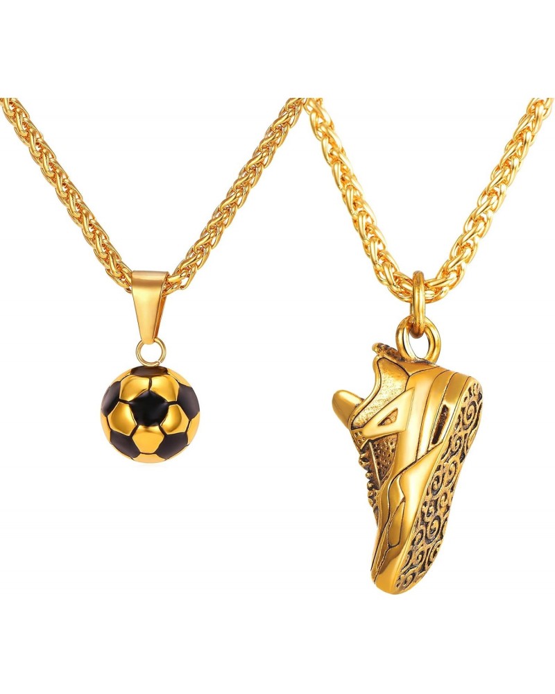 Gold Soccer Necklace+Running Shoe Sneaker Necklaces Set $20.78 Necklaces