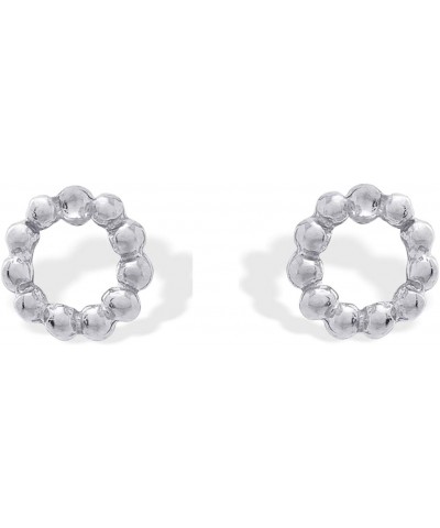 Jewelry Sterling Silver Mini Beaded Open Circle Stud Earrings $11.72 Earrings