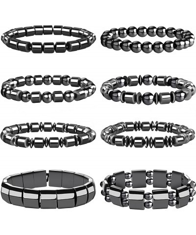 8 Pcs Hematite Bracelet Set for Men Women Healing Stretch Round Bead Stone Bracelet Unisex Jewelry Gift a:8 Pcs $10.06 Bracelets