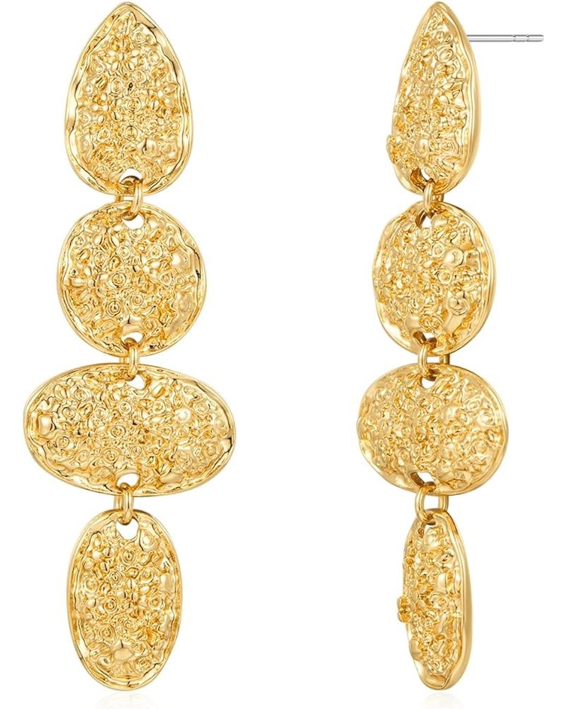 Long Gold Dangle Earrings For Women Texture drop dangle $7.19 Earrings