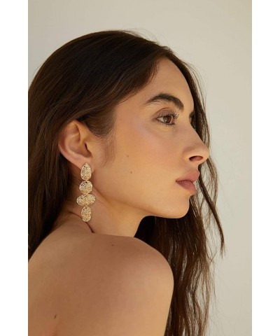 Long Gold Dangle Earrings For Women Texture drop dangle $7.19 Earrings