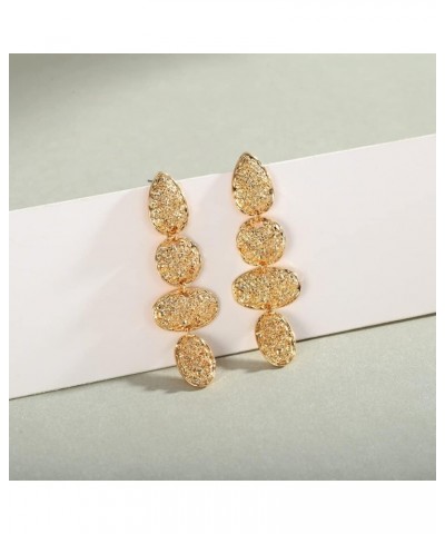 Long Gold Dangle Earrings For Women Texture drop dangle $7.19 Earrings