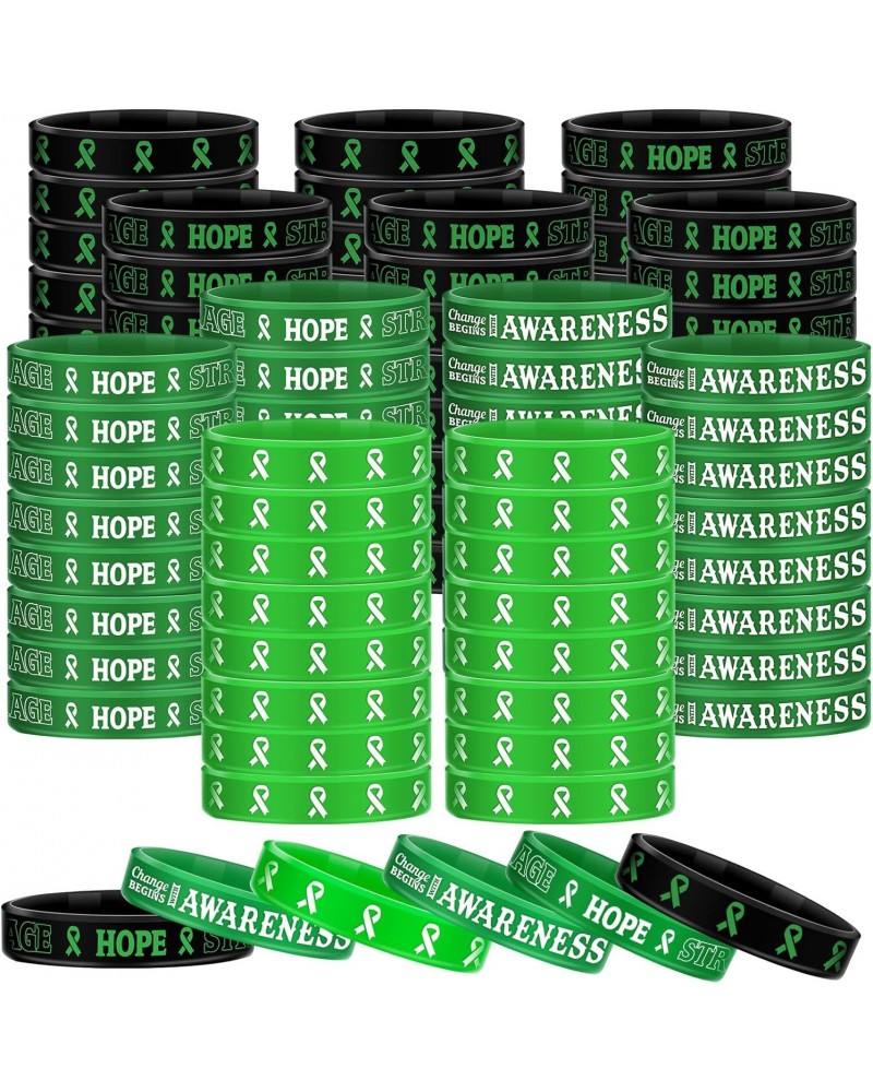 500 Pcs Mental Health Awareness Silicone Bracelet Bulk with Saying Green Ribbon Wristbands Health Bracelet Mental Health Gift...