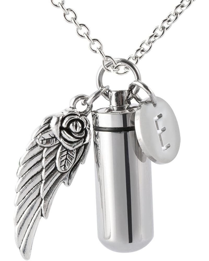 Pill Shaped Container Vial Locket Cylinder Cremation Keepsake Jewelry Initial Letter Ashes Urn Pendant E $9.00 Necklaces