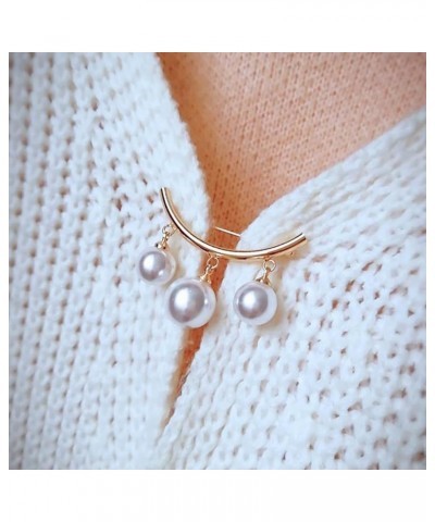 Pearl Fixed Strap Charm Safety Brooch Pin Gold Silver Pearl Brooch Lapel Pin Sweater Cardigan Clip Chain Brooches Jewelry for...