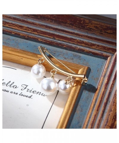 Pearl Fixed Strap Charm Safety Brooch Pin Gold Silver Pearl Brooch Lapel Pin Sweater Cardigan Clip Chain Brooches Jewelry for...