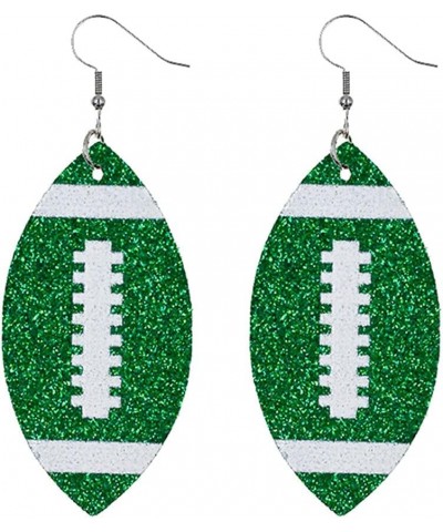 Glitter Faux Leather Football Drop Dangle Earrings for Women Girls Gift Accessories Football Jewelry for Moms Green $6.11 Ear...