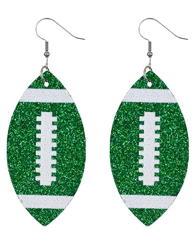 Glitter Faux Leather Football Drop Dangle Earrings for Women Girls Gift Accessories Football Jewelry for Moms Green $6.11 Ear...