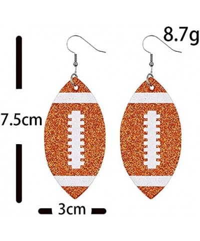 Glitter Faux Leather Football Drop Dangle Earrings for Women Girls Gift Accessories Football Jewelry for Moms Green $6.11 Ear...