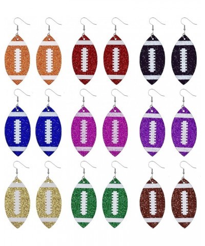 Glitter Faux Leather Football Drop Dangle Earrings for Women Girls Gift Accessories Football Jewelry for Moms Green $6.11 Ear...