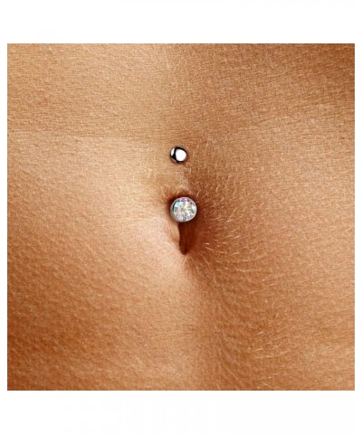 14GA F136 Implant Grade Titanium Threadless 5mm Convex Base Bezel Set CZ Crystal Floating Belly Button Ring Vitrail Medium $1...