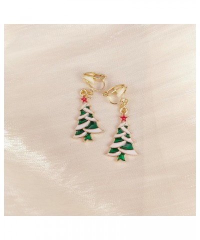 Clip On Christmas Earrings for Women Girls Cute Snowman Tree Stocking Vintage Dangle Drop Clip-on Winter Earrings Candy Deer ...