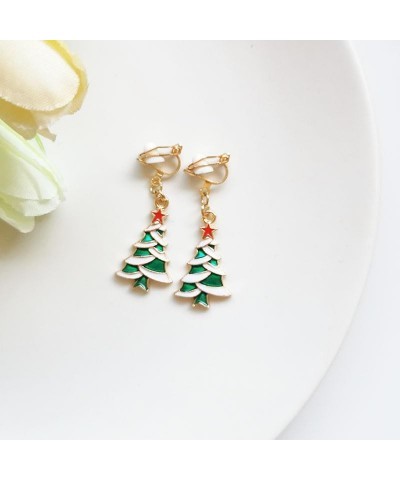 Clip On Christmas Earrings for Women Girls Cute Snowman Tree Stocking Vintage Dangle Drop Clip-on Winter Earrings Candy Deer ...