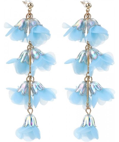 Long Crystal Floral Earrings Bohemian Tassel Earrings Handmade Drop Dangle Earrings for Women Girls Blue $4.94 Earrings