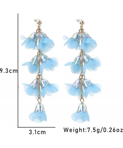 Long Crystal Floral Earrings Bohemian Tassel Earrings Handmade Drop Dangle Earrings for Women Girls Blue $4.94 Earrings