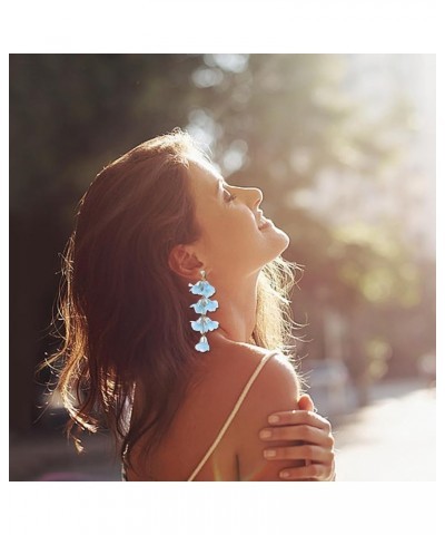 Long Crystal Floral Earrings Bohemian Tassel Earrings Handmade Drop Dangle Earrings for Women Girls Blue $4.94 Earrings