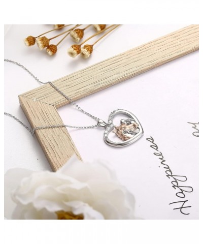 Rose Gold Plated Horse Necklace for Women 925 Sterling Silver Love Heart Horse Pendant Necklace Horse Gifts Birthday Christma...