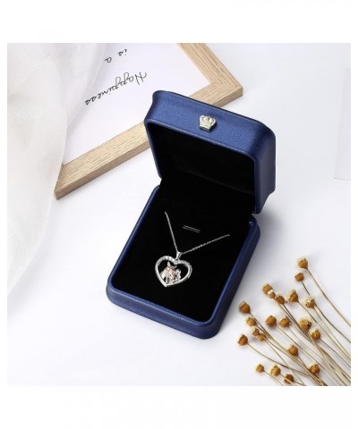 Rose Gold Plated Horse Necklace for Women 925 Sterling Silver Love Heart Horse Pendant Necklace Horse Gifts Birthday Christma...