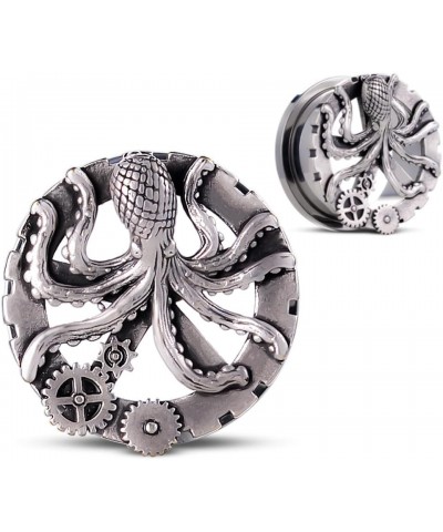 2PCS Octopuses Ear Gauges Piercing Screw Fit Tunnels Ear Plugs Expander Hangers Earrings Jewelry 5/8"-16mm 1 Silver $11.91 Bo...