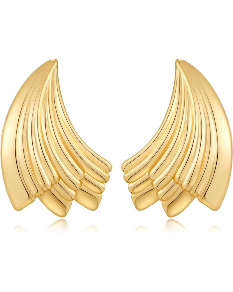 Gold Earrings for Women Chuncky Studs Fashion Statement Jewelry Gifts for Her-Butterfly Heart Leaves Wings Earring Gold-Wings...