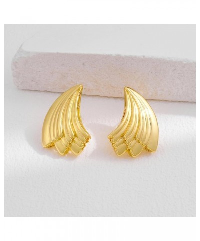 Gold Earrings for Women Chuncky Studs Fashion Statement Jewelry Gifts for Her-Butterfly Heart Leaves Wings Earring Gold-Wings...