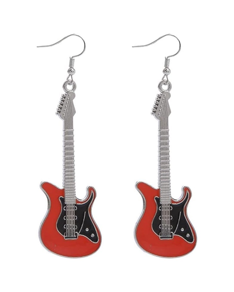 Fashion Punk Metal Black White Music Bass Electric Guitar Dangle Drop Earrings for Women Girls Chic Rock Music Lovers Teacher...