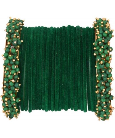 Indian Bangle Set Faux Pearls Beads Plain Velvet Bracelet Bangle Jewelry for Women Green (Set of 26 Pcs) 2-8 $14.17 Bracelets