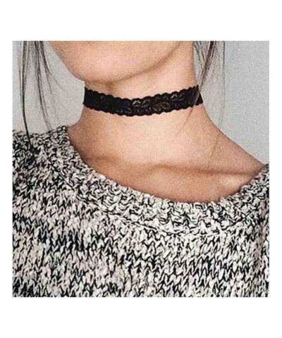 Vintage Black Wide Lace Choker Necklace Black Hollow Lace Collar Necklace Crocheted Lace Necklace Punk Tattoo Choker Chain Sh...
