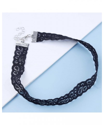 Vintage Black Wide Lace Choker Necklace Black Hollow Lace Collar Necklace Crocheted Lace Necklace Punk Tattoo Choker Chain Sh...