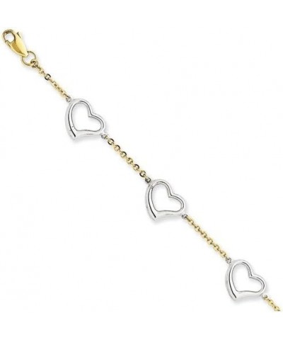 14K Two Tone Gold Heart Bracelet 7.0 Inches $112.33 Bracelets