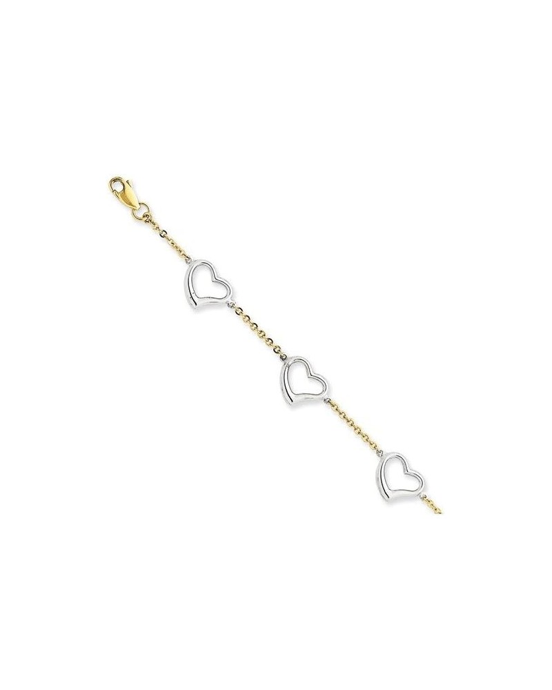 14K Two Tone Gold Heart Bracelet 7.0 Inches $112.33 Bracelets