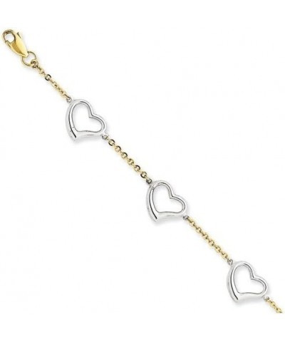 14K Two Tone Gold Heart Bracelet 7.0 Inches $112.33 Bracelets