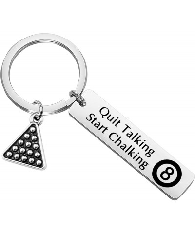 Funny Billiard Player Gift 8 Ball Jewelry Quit Talking Start Chalking Keychain Pool Game Key Ring Quit Talking Start Chalking...