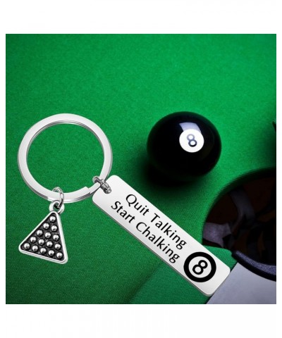 Funny Billiard Player Gift 8 Ball Jewelry Quit Talking Start Chalking Keychain Pool Game Key Ring Quit Talking Start Chalking...