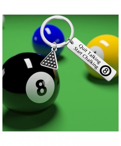 Funny Billiard Player Gift 8 Ball Jewelry Quit Talking Start Chalking Keychain Pool Game Key Ring Quit Talking Start Chalking...