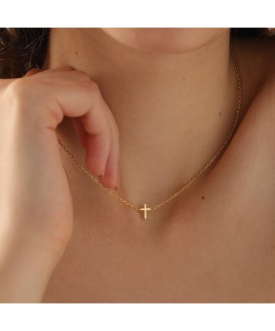 Cross Necklace for Women，Small Cross Necklace 14k Gold Plated Tiny Cross Pendant Choker Necklaces Simple Gold Cross Necklaces...