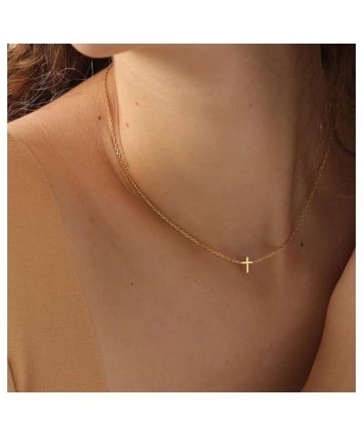 Cross Necklace for Women，Small Cross Necklace 14k Gold Plated Tiny Cross Pendant Choker Necklaces Simple Gold Cross Necklaces...