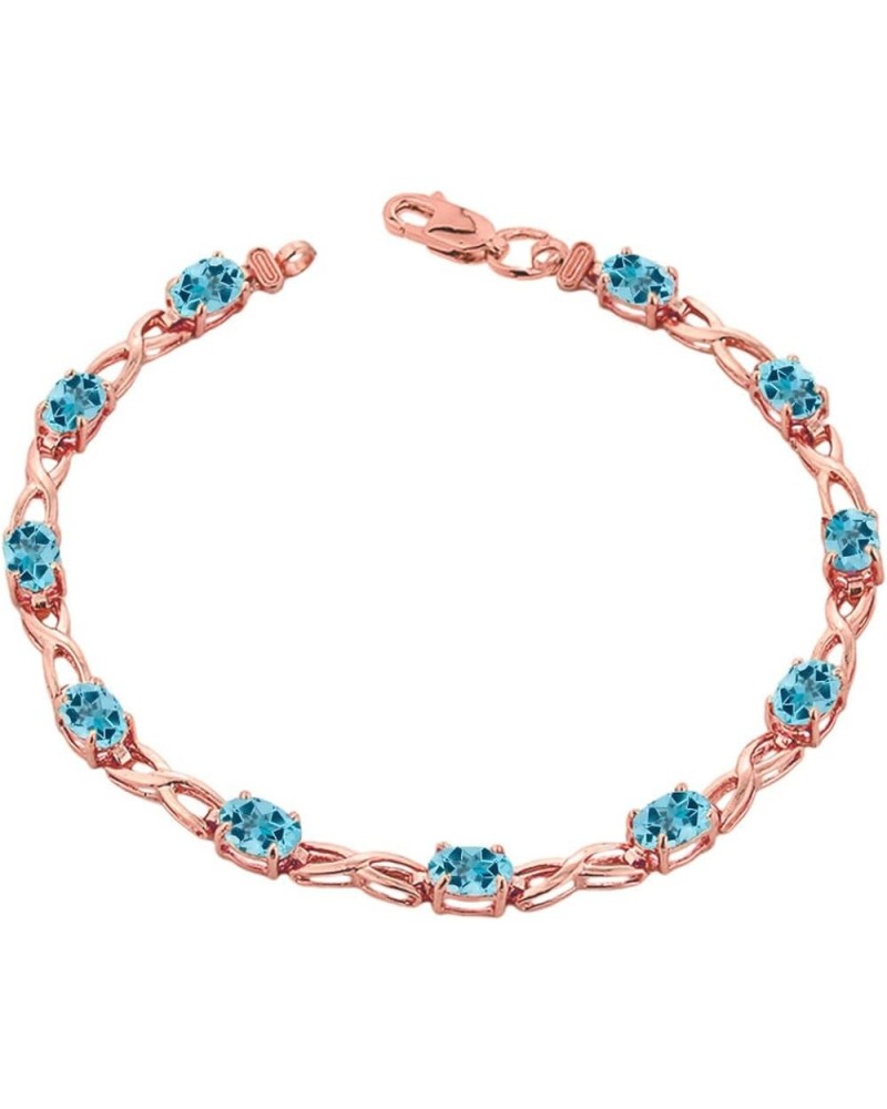 Elegant 14k Rose Gold Personalized Genuine Birthstone Infinity Bracelet 8.5 Inches Blue Topaz $168.09 Bracelets