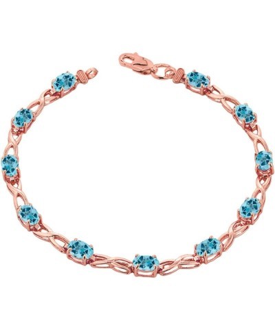 Elegant 14k Rose Gold Personalized Genuine Birthstone Infinity Bracelet 8.5 Inches Blue Topaz $168.09 Bracelets