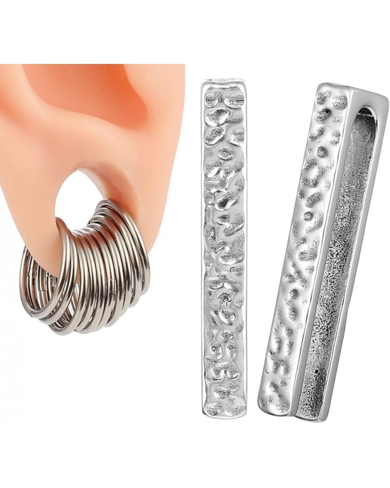 Hypoallergenic 316 Stainless Steel Silver Fashion Light Ear Weights Lyra Meteor Hanger with Hot Stacked Piercing Rings $21.92...